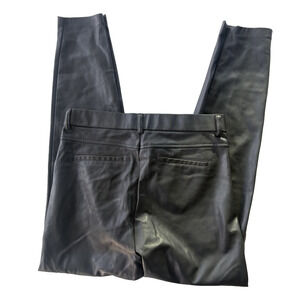 Zara Womens Zipper Fly High Rise Skinny Leg Faux Leather Pants Black Size Large